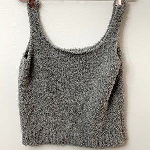 Skims Cozy Gray Fuzzy Tank - Soft & Snug Essential